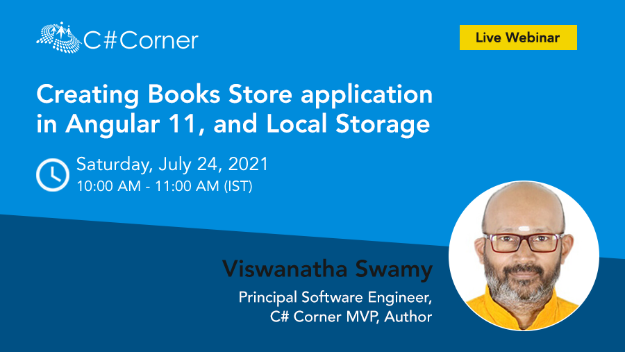CsharpCorner's tweet image. #Webinar: Join @vishipayyallore, tomorrow at 10:00 AM (IST) to learn how to create books Store application in Angular 11 and Local Storage. 

Register here: bit.ly/3evcywh

#Angular #Angular11 #FreeWebinar