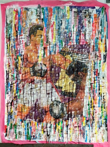 Bum - 190x165 cm - Technique mixte: collage + encre