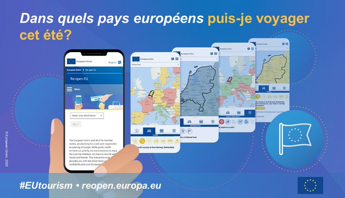Vous planifiez vos vacances en Europe ? Visitez Re-open EU et trouvez-y les informations essentielles sur les mesures en place dans toute l'Union européenne pour vous déplacer en toute sécurité ➡️ eptwitter.eu/ReopenEU