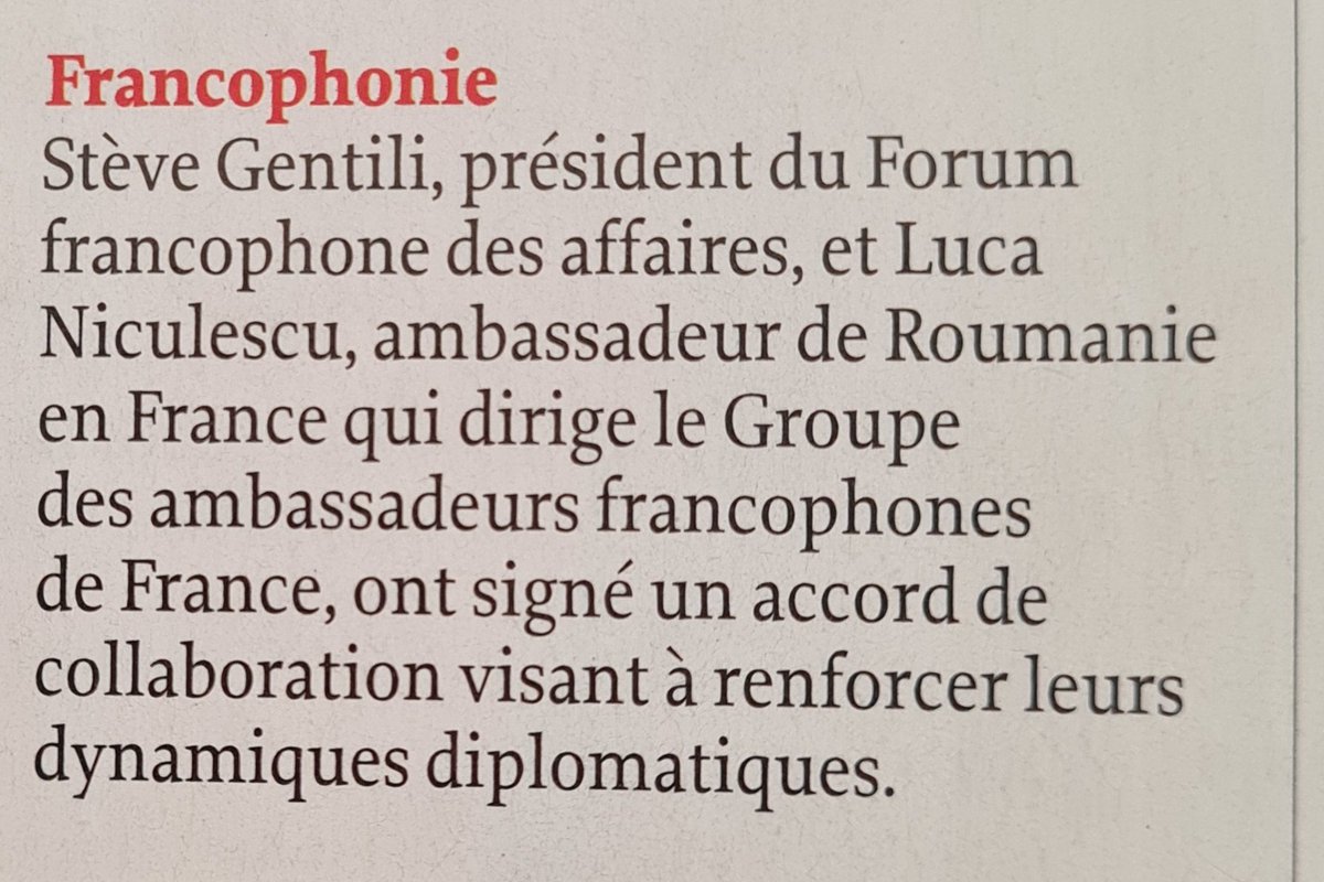 Luca Niculescu (@lucaniculescu) on Twitter photo Le <a href="/GAFFrance/">Groupe des Ambassadeurs Francophones de France</a> dans <a href="/LePoint/">Le Point</a>. Merci <a href="/aghi_balta/">Aghi Balta</a> dâavoir signalĂ© l'info sur le partenariat entre notre Groupe et le <a href="/FoFrAffaires/">Forum Francophone des Affaires</a>. Nous sommes en bonne compagnie, car sur la mĂȘme page on retrouve Almodovar, Penelope Cruz, Elina Svitolina⊠DĂ©cidĂ©ment, le GAFF devient tendance! :) Le <a href="/GAFFrance/">Groupe des Ambassadeurs Francophones de France</a> dans <a href="/LePoint/">Le Point</a>. Merci <a href="/aghi_balta/">Aghi Balta</a> dâavoir signalĂ© l'info sur le partenariat entre notre Groupe et le <a href="/FoFrAffaires/">Forum Francophone des Affaires</a>. Nous sommes en bonne compagnie, car sur la mĂȘme page on retrouve Almodovar, Penelope Cruz, Elina Svitolina⊠DĂ©cidĂ©ment, le GAFF devient tendance! :)