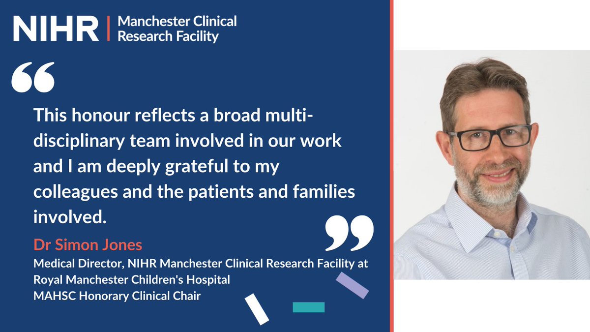 Dr Simon Jones is Medical Director of  Manchester CRF at @RMCHosp

Read more about the MAHSC appointments 👇
research.cmft.nhs.uk/news-events/ap…