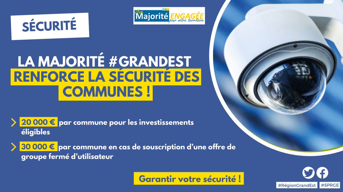 MajoriteGE's tweet photo. .@JeanROTTNER et la @MajoriteGE assument leurs engagements et votent un dispositif de soutien aux collectivités qui portent des projets de création ou d’extension de vidéoprotection ! #SPRGE #GrandEst #JeanROTTNER https://t.co/gxqp1ySGTI