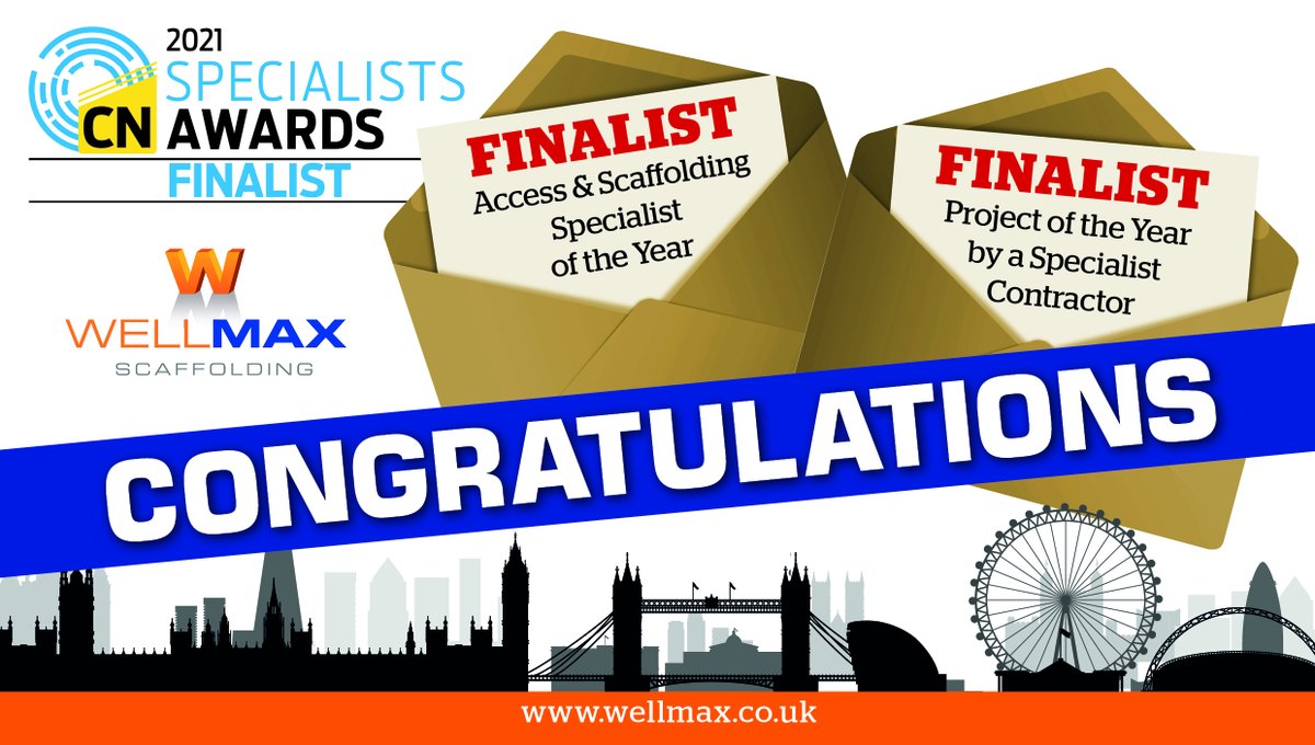 We are very proud to be finalists in not one but two categories in this year’s Construction News Specialist Awards 2021. Great teamwork to everyone involved in helping us reach this. #teamwork