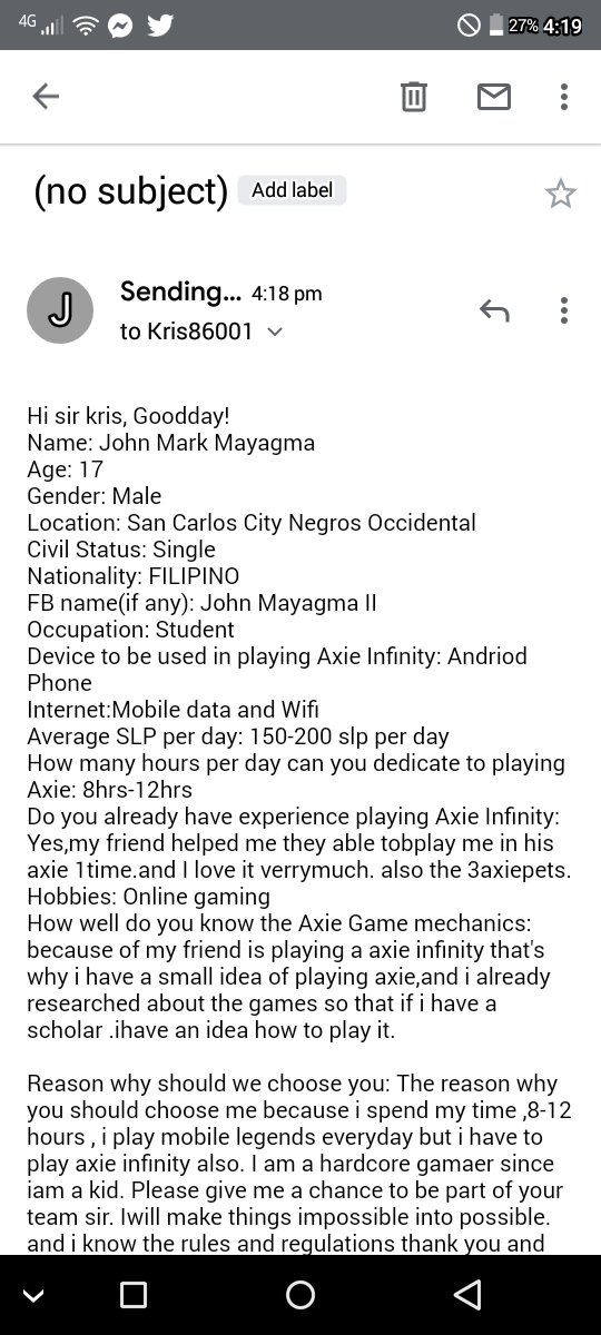 JohnMayagma's tweet photo. @yecooF Done Sending MyApplication to you're Mail Address sir,Hope you notice mine.thankyou so much sir.Patiently waiting https://t.co/T8EDWXMJ7O