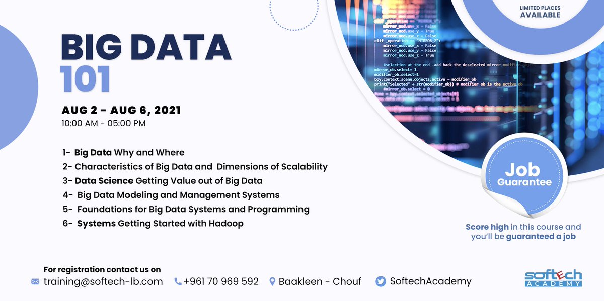 SoftechAcademy's tweet photo. Softech Academy is happy to announce upcoming Big Data free course.. Hurry Up and Register now!! https://t.co/e4Kj8bTIGD