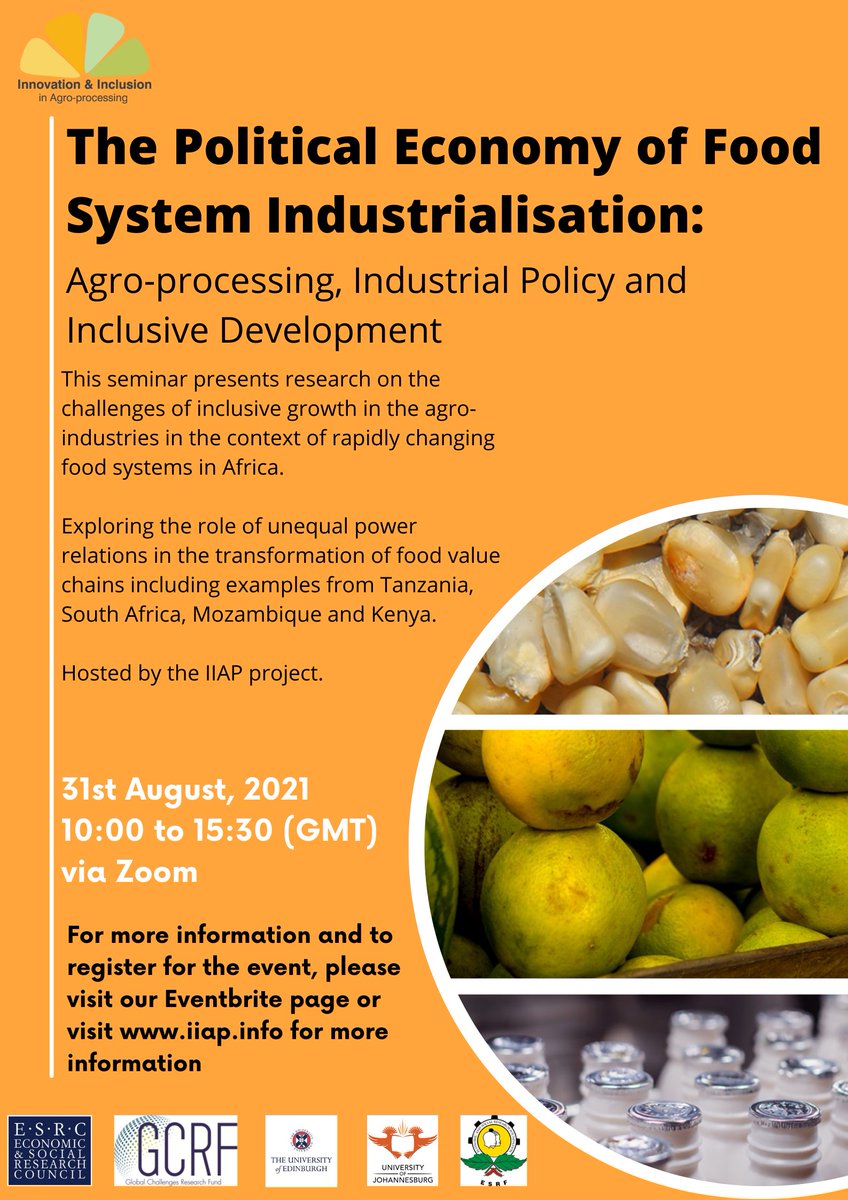 Reena das Nair (@_dasnair_) on Twitter photo Join us for a conference on 'The Political Economy of Food System Industrialisation: Agro-processing, Industrial Policy and Inclusive Development' to reflect on a range of political economy issues related to food systems industrialisation in Africa. <a href="/IIAP_Research/">Innovation and Inclusion in Agro-Processing</a> <a href="/CCRED/">CHANEL DUBOIS</a> Join us for a conference on 'The Political Economy of Food System Industrialisation: Agro-processing, Industrial Policy and Inclusive Development' to reflect on a range of political economy issues related to food systems industrialisation in Africa. <a href="/IIAP_Research/">Innovation and Inclusion in Agro-Processing</a> <a href="/CCRED/">CHANEL DUBOIS</a>