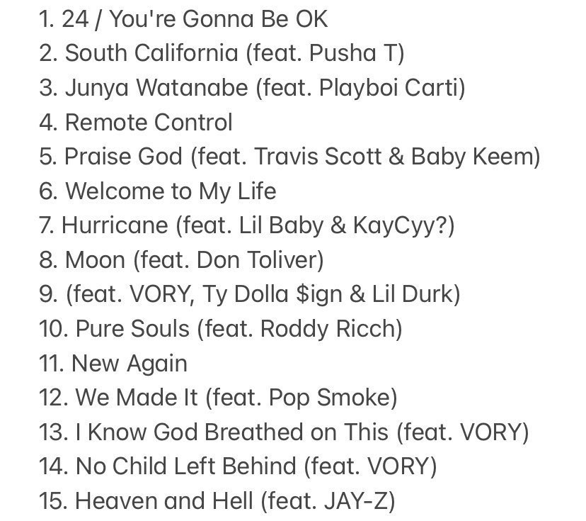 Teamkanyedaily On Twitter Kanye Donda Tracklist