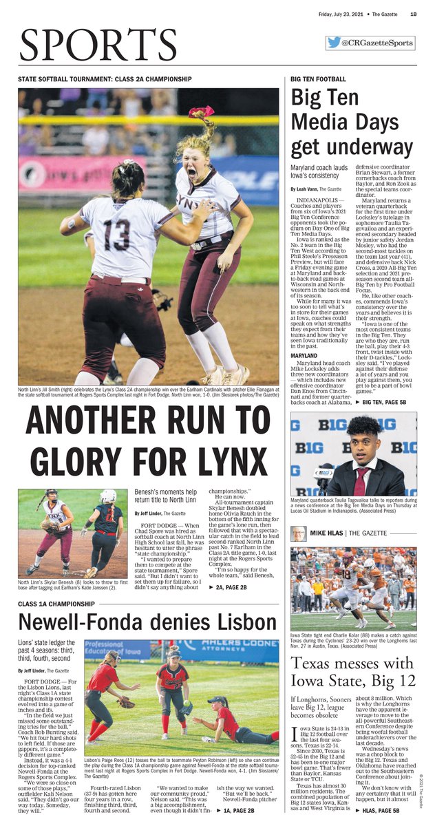 Hey, <a href="/NorthLinnLynx/">North Linn CSD</a> fans ... 
<a href="/NLlynxsoftball/">North Linn Softball</a> is the Class 2A state softball champion.
Pick up a print copy of <a href="/gazettedotcom/">The Gazette</a> tomorrow. #iahssb