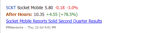 MarketChmln's tweet photo. $SCKT #SocketMobile gains in after hours trading. See the latest news. https://t.co/zStK6EoTSh https://t.co/5npVfEid8r