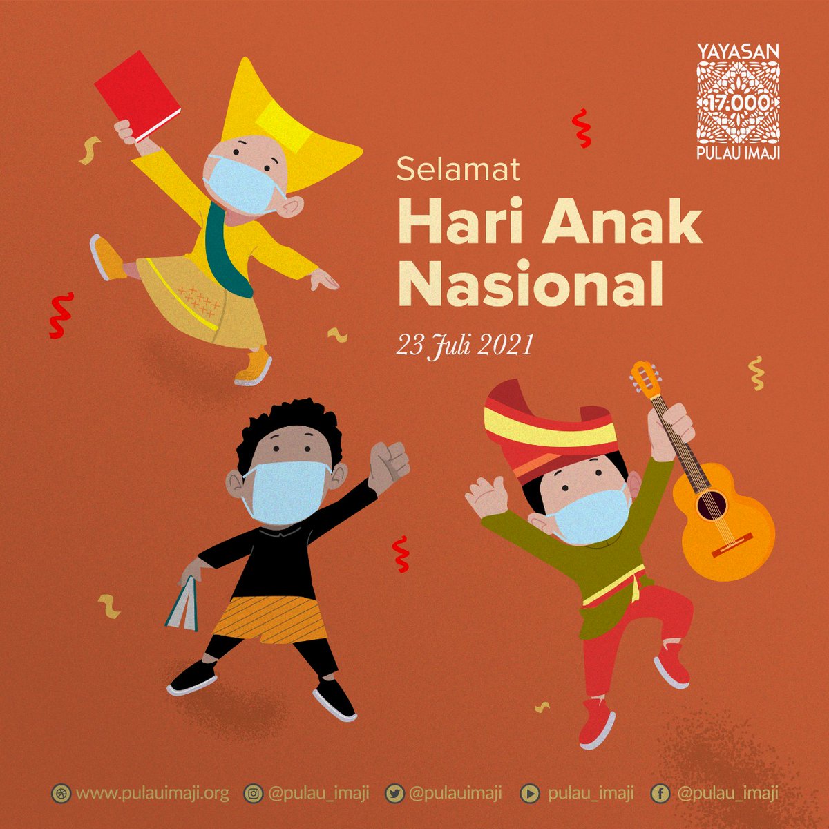 pulauimaji's tweet photo. Di tengah pandemi ini, menjaga anak-anak tetap sehat, aman, &amp; bahagia sangat dibutuhkan agar anak-anak dapat terus kreatif, berkembang, &amp; berprestasi. Bukan hanya keluarga inti, tetapi juga dibutuhkan kepedulian &amp; kerja sama dari masyarakat &amp; negara.

Selamat Hari Anak Nasional. https://t.co/2OARs9eL7O