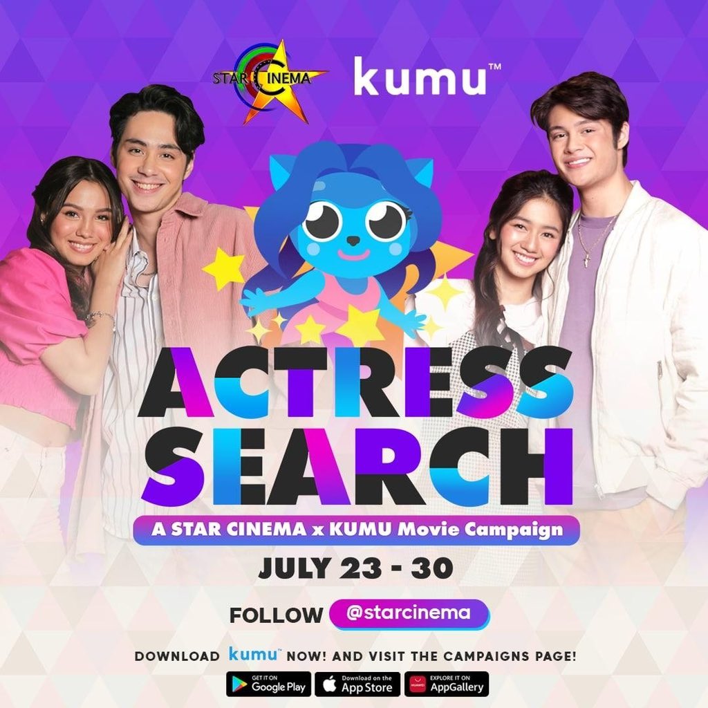 starmagicphils's tweet photo. Kumunizens! May ISSA kaming hinahanap na makakasama sa #LoveAtFirstStream... Is it YOU? 

Join our ACTRESS SEARCH at baka makasama mo ang DAnthony and KaoRhys sa movie! 🤩💜

Follow @starcinema on kumu and JOIN NOW! https://t.co/jCe7JV9NaE https://t.co/mvirFJvgQ4