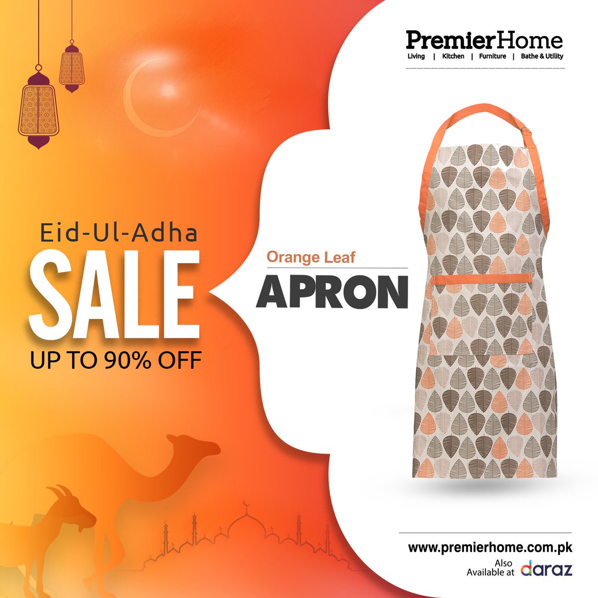 Protect clothing from cooking spills and splashes with the pastel toned Orange Leaf #apron.

premierhome.com.pk/product/orange…

#menapron #womenapron #chefapron #eid #eiduladha #eiduladha2021 #eiduladhacollection #eidsale #eidsale2021 #sale #salesalesale #kitchen #premierhome #pakistan