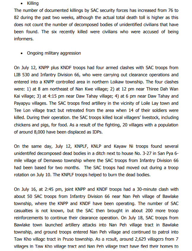 myradah's tweet photo. The #UN &amp; int'l aid agencies must work together to create a strategy to address SAC, KPDF, &amp; civil society to provide #humanrights protection, better monitoring, provide necessary assistance, &amp; engage in joint advocacy efforts on behalf of the #IDPs. Read #Karenni updates below. https://t.co/v4qowGXsNO