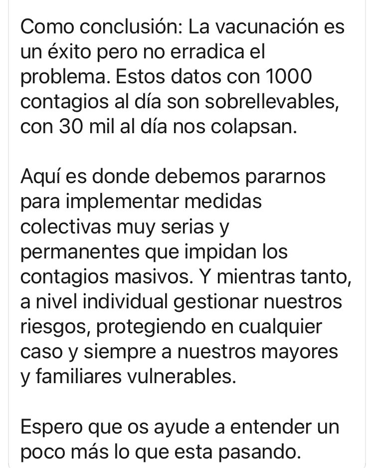 Juan Abarca, presidente de HM hospitales, ha tenido una labor magnífica comunicando la evolución de la pandemia durante muchos meses. Su post diario era esperado como agua de mayo por miles. Ayer publicó esto. Creo que aclara bastantes cosas. Datos, datos, datos. 🦠