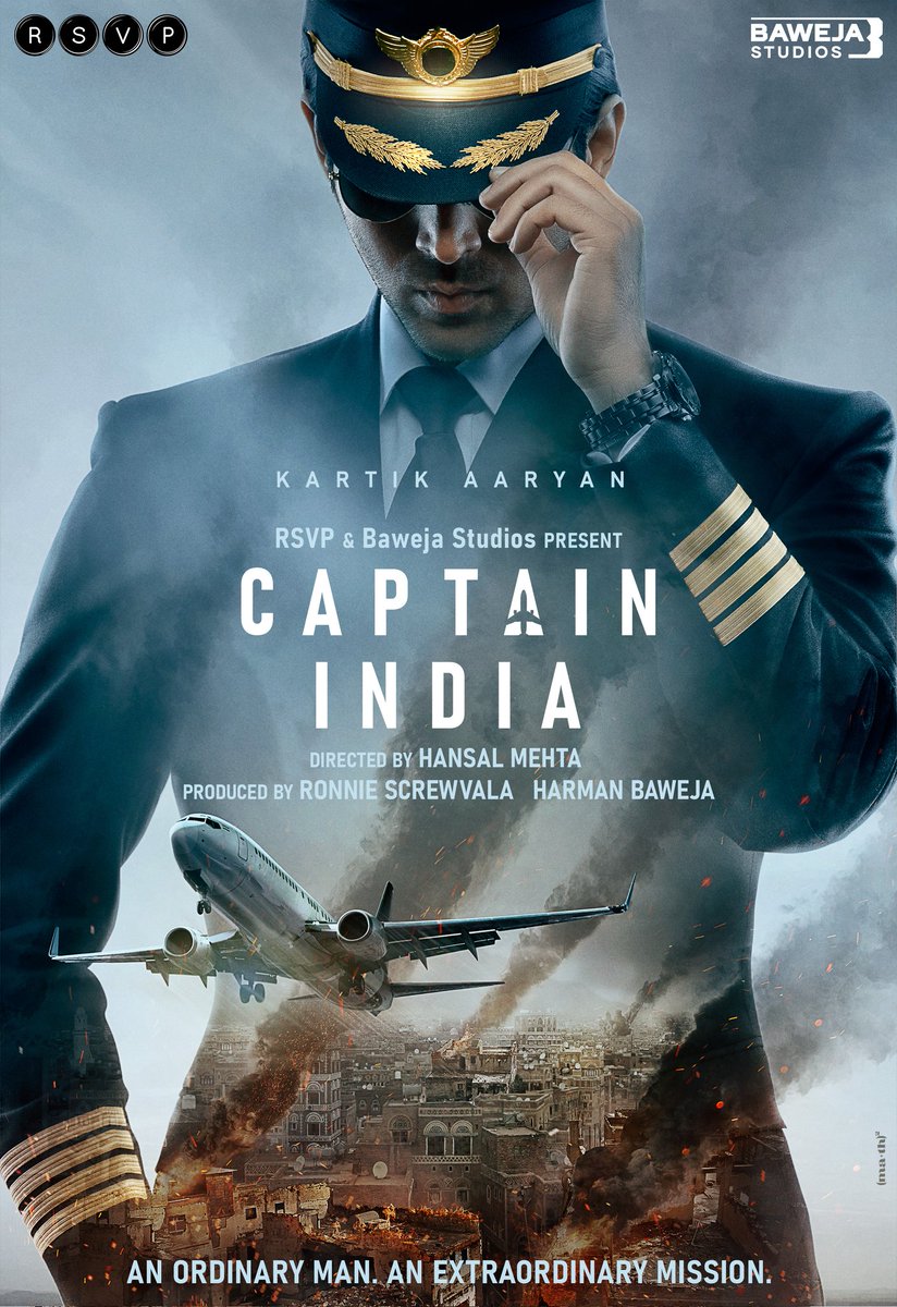 When a man goes beyond the call of duty 🇮🇳 Presenting @TheAaryanKartik in #CAPTAININDIA @mehtahansal @bawejastudios @RonnieScrewvala #HarmanBaweja @soniakanwar22 @VickyBahri @sanchit421 @SanchitPD @karanmukeshvyas