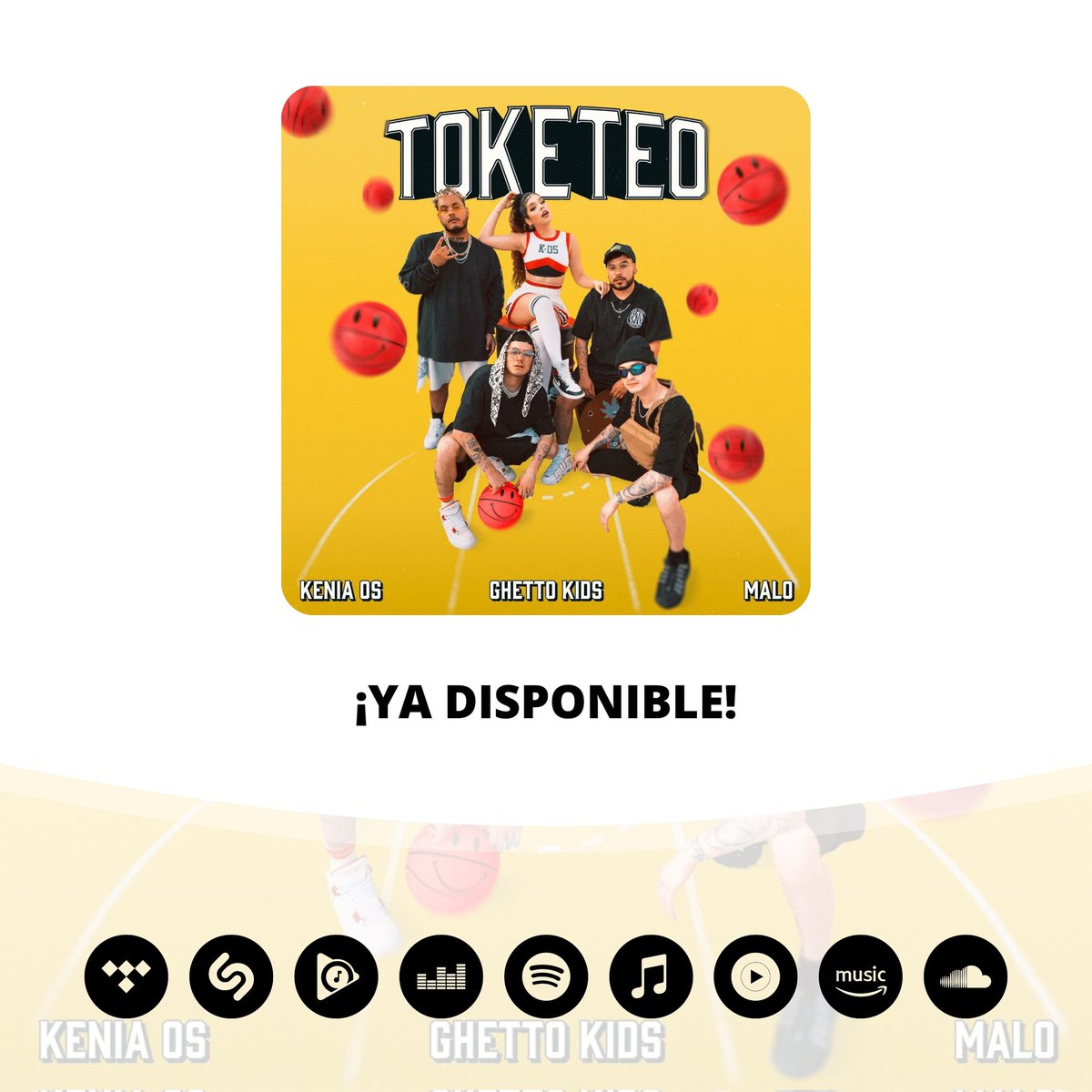 OrgFandomsPy's tweet image. 🆕 | #TOKETEO lo nuevo de Kenia Os en colaboración con Ghetto Kids y Malo ya se encuentra disponible en todas las plataformas digitales de música.