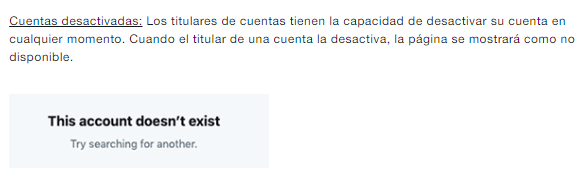 PumaChairo's tweet photo. @FridaGuerrera2 @VocesDLAusencia Hola Frida, no es que creamos que mientes, lo que sucede es que la propia plataforma de twitter explica que cuando una cuenta fue desactivada voluntariamente el mensaje que aparece es el de "Esta cuenta no existe" que es ahora mismo el de tu caso y de ahi toda la confusión. https://t.co/SeSmHQPtHF