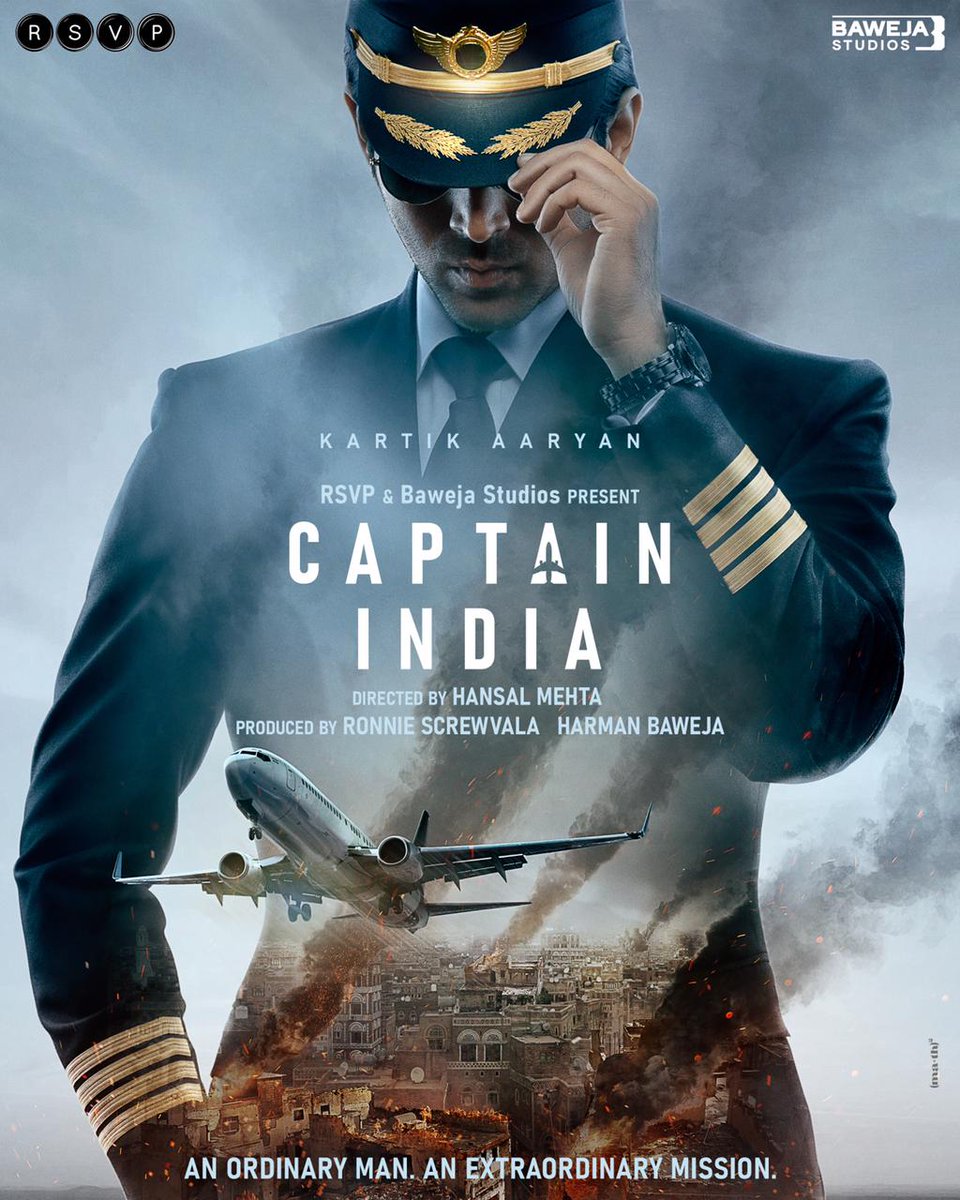 #KartikAaryan in #CaptainIndia directed by #HansalMehta - Based on an incredible true story of an ordinary man on an extraordinary mission. First look out now. Produced by #RonnieScrewvala and #HarmanBaweja