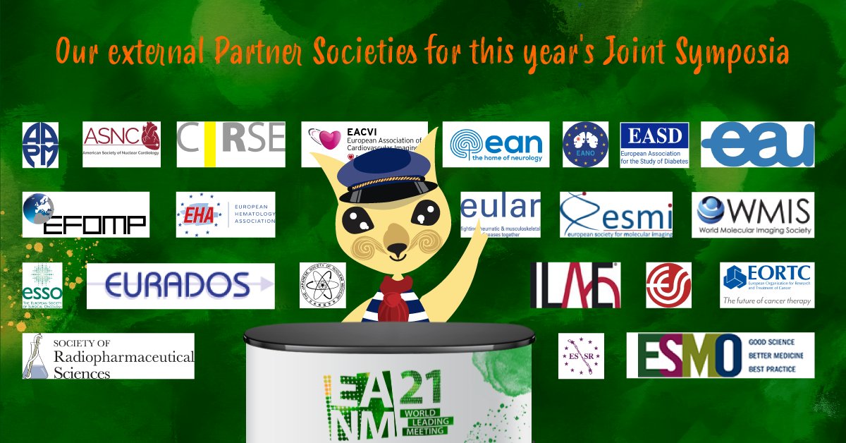 EANM_NucMed's tweet photo. For #EANM21's 27 Joint Symposia we collaborated with @aapmHQ @MyASNC @cirsesociety #EACVI @EANeurology @EANOassociation @EASDnews @Uroweb @EFOMP_org @EHA_Hematology @EORTC #ESES @ESMI_society @myESMO @ESSOnews @ESSRmsk @eular_org @eurados @IlaeWeb #JSNM @SocRadiophSci @WMISWMIC https://t.co/vqBZ2R7xYv