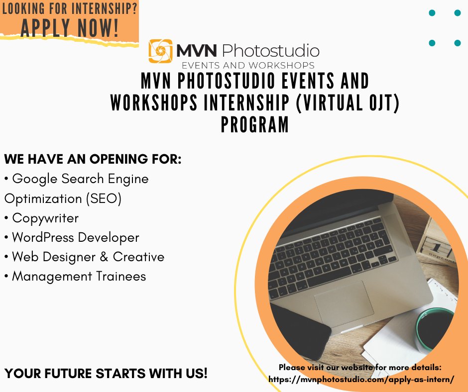 MvnChris's tweet photo. MVN PhotoStudio Events and Workshops Internship (Virtual OJT) Program
Are you looking for internships?
Searching for Virtual OJT?
Apply now!
YOUR FUTURE STARTS WITH US!
Please visit our website for more details:
https://t.co/zU5S63FpPP https://t.co/sPJAA1lnaV