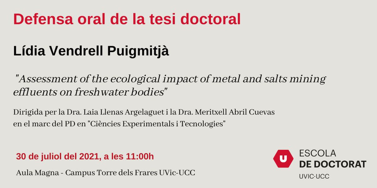 UVic_PhD's tweet photo. 📢PROPERA DEFENSA DE TESI DOCTORAL
#PD en Ciències Experimentals i Tecnologies https://t.co/wReJKXTaPL