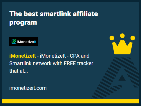 iMonetizeIt's tweet photo. 🎉 iMonetizeIt is the Best Smartlink Affiliate program at Affbank Awards 2021! Thanks to everyone for your incredible support!❤️ https://t.co/dD42tlmExt