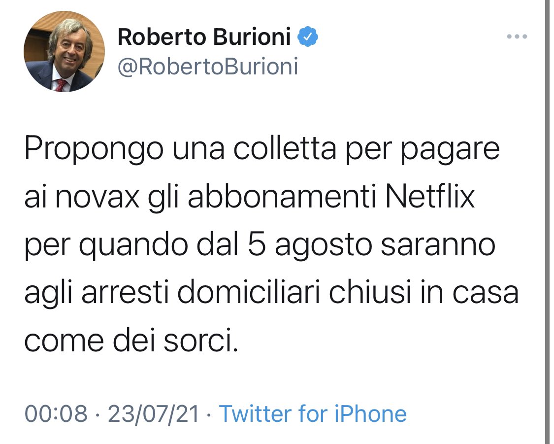 Burioni mi sembra uno che alle scuole medie ne ha prese tante e ora che può si vendica per tutte le angherie subite confondendo il mondo attorno a lui col bullo marchigiano che gli rubava la merenda. In pratica, il cattivo de Gli Incredibili. De-Pixariamo l’Italia, vi prego.