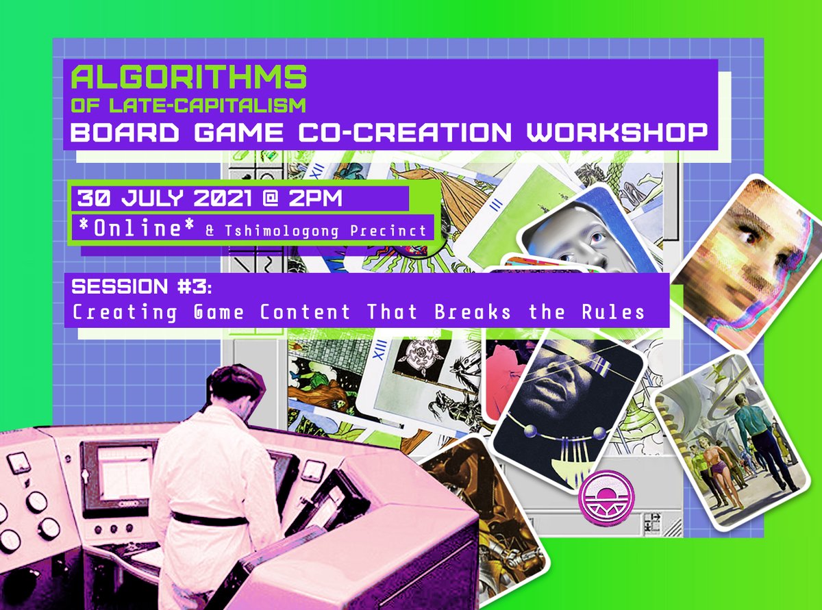 adriaan_o's tweet image. We will be breaking rules & algorithms during our third #AlgorithmsofLateCapitalism board game co-creation workshop at @TshimologongIT on the 30th of July! 🤖
Supported by #TheNewNew @superrrnetwork @BertelsmannSt