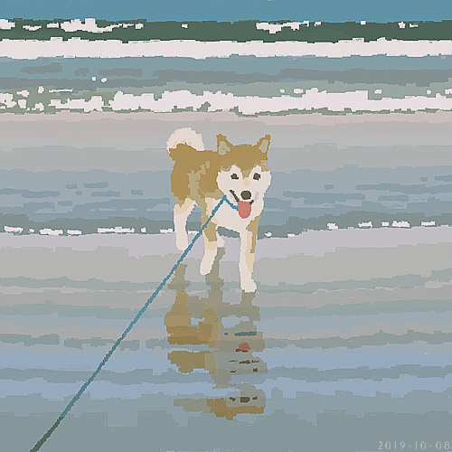 「海と犬 」|junkumaのイラスト