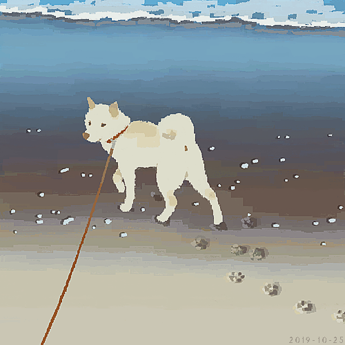 「海と犬 」|junkumaのイラスト