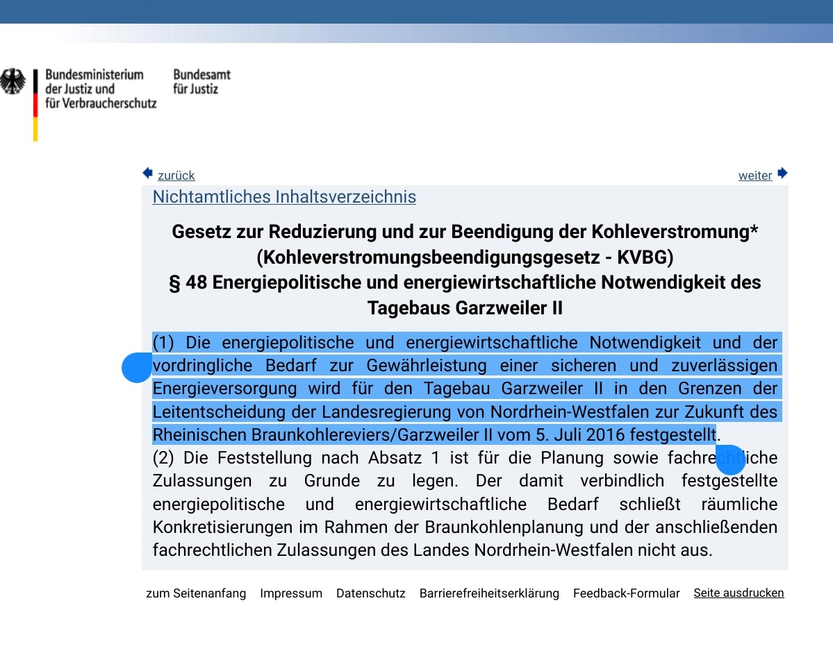 Für private Unternehmen schiebt  #Laschet Lügen ins Gesetz. Auf Wunsch von " #RWE /  #NRW" wurde so die "energiepolitische und energiewirtschaftliche Notwendigkeit" für den  #Braunkohle-Tagebau Garzweiler II erfunden, was verfassungswidrig sein dürfte.18/