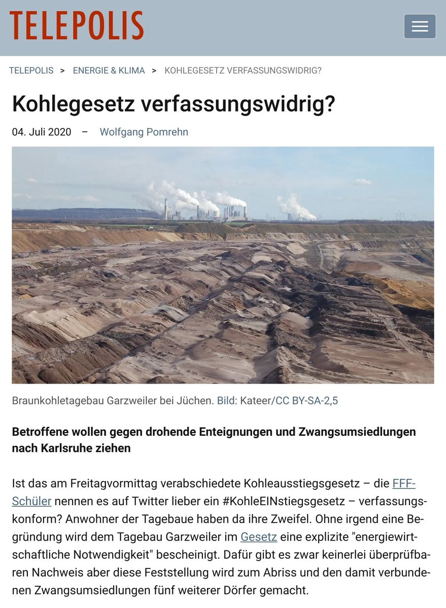 Für private Unternehmen schiebt  #Laschet Lügen ins Gesetz. Auf Wunsch von " #RWE /  #NRW" wurde so die "energiepolitische und energiewirtschaftliche Notwendigkeit" für den  #Braunkohle-Tagebau Garzweiler II erfunden, was verfassungswidrig sein dürfte.18/
