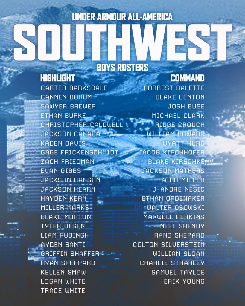 The final rosters for the Southwest Region! Congratulations to everyone who made the team and a big thank you to all those who tried out. Look forward to seeing everyone in a couple weeks!