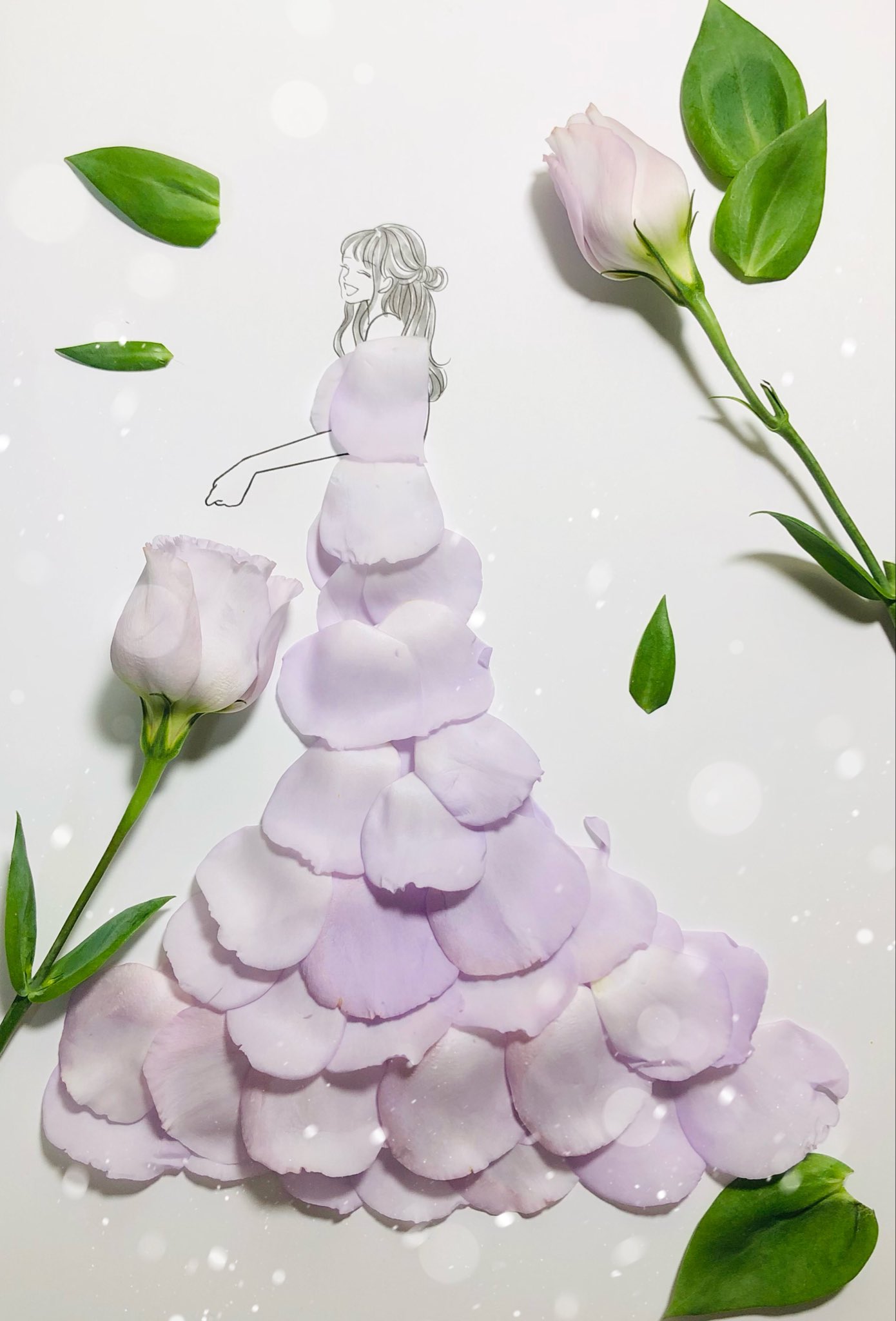 はな言葉 葉菜桜花子 新作ドレスできました Rt Rio a トルコキキョウ 葉菜桜花子さん Hanacotoba Jp さんのお花のドレス線画より トルコキキョウの花言葉素敵でウェディングブーケによく使われる理由がわかりました ᵕ