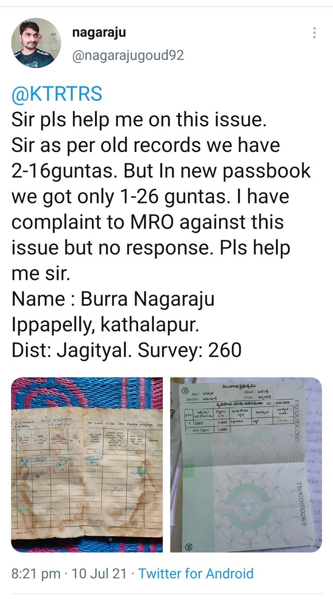nagarajugoud92's tweet photo. @KTRTRS sir pls help me on this issue. https://t.co/iUWUHLy4cM