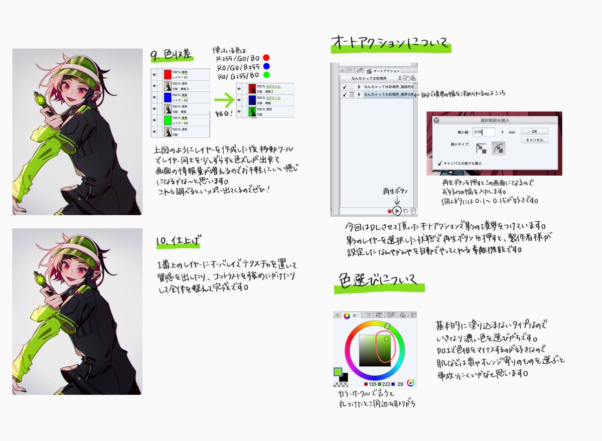 もう絵が古くて恥ずかしいのですが、以前作ったメイキングを添えさせて頂きますね!ペンのこととかも書いてあるので、もし良かったら使ってみてください! 