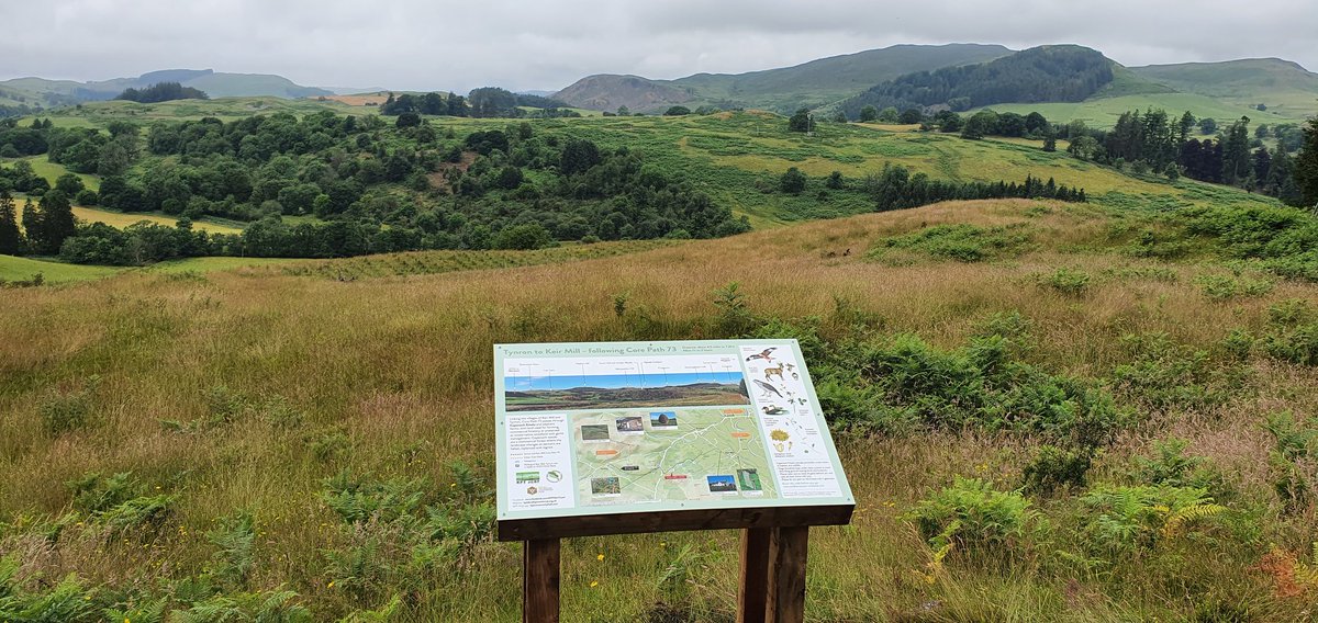 Our Tracks &amp; Trails group were delighted that the first of two interpretation boards on the Keir to Tynron path was put in place this week. The board has a topographic panel on it pointing out the hills in the distance, with information on flora and fauna you may see in the area.