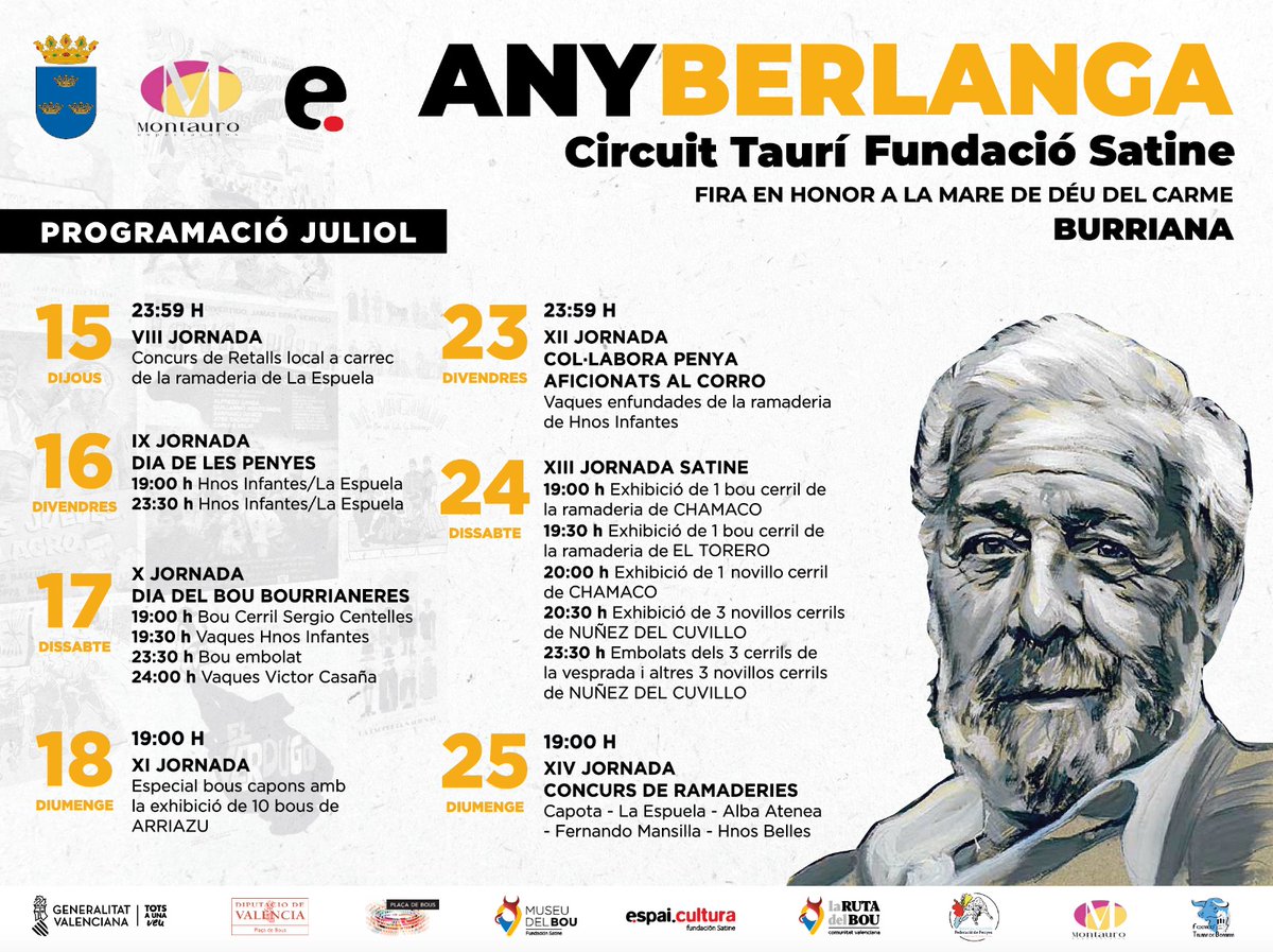 🟠 El Circuit Taurí Fundació Satine continua su temporada en Burriana, dentro de las actividades taurinas organizadas en honor a la Mare de Déu del Carme <a href="/BurrianaTurismo/">Borriana Turisme</a>

#AnyBerlanga
#CircuitTauríFundacióSatine
#MuseudelBou