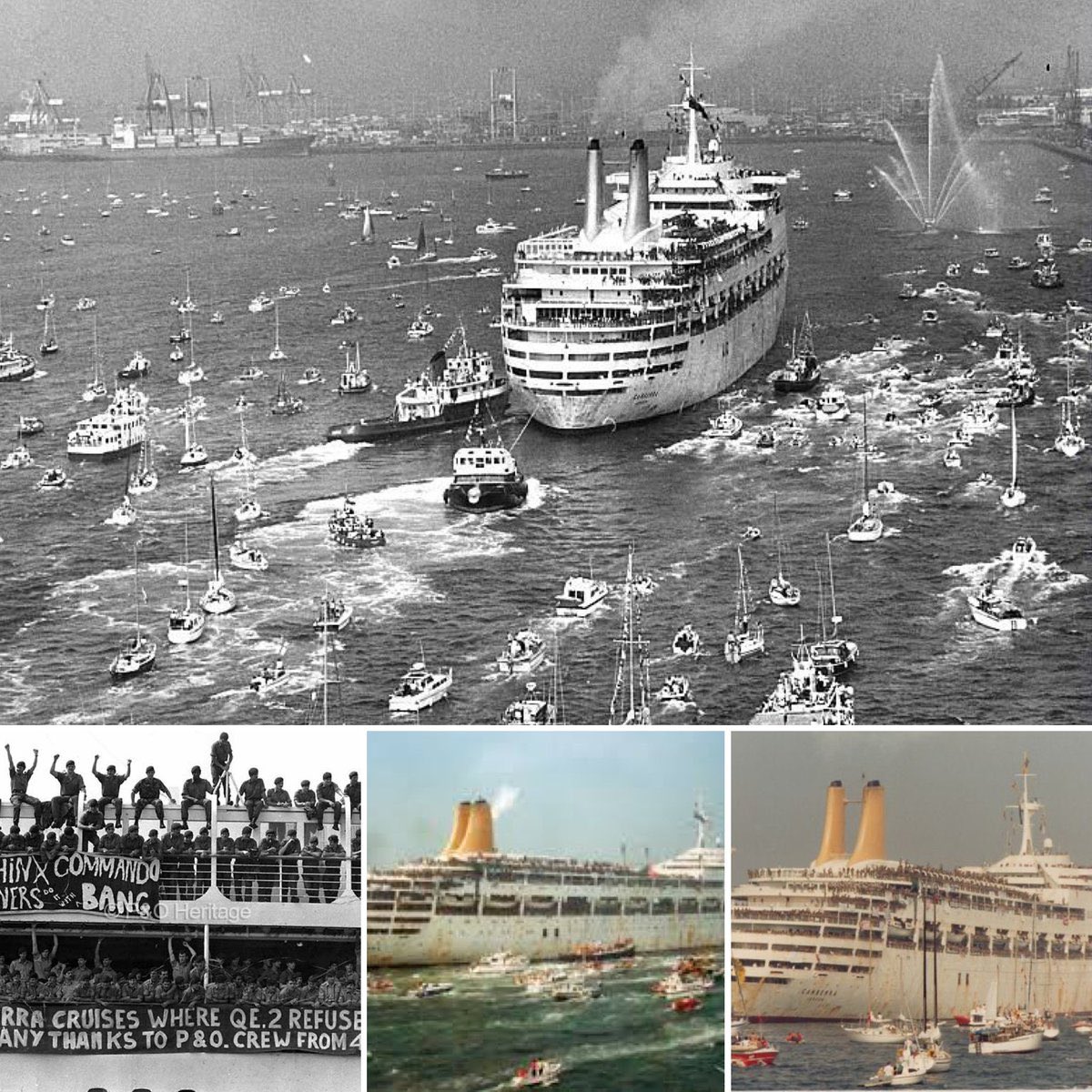 garygreenobe's tweet photo. 39 years ago today, 11 July 1982, we returned from the Falklands War on the Canberra to the most amazing reception in Southampton.  We all felt 10 feet tall; thank you Great Britain for such an amazing memory that has stuck with me for the rest of my career. https://t.co/xUGFrYdvww