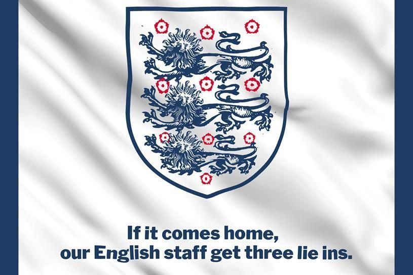 Campaignmag's tweet photo. Agency to give English staff 'three lie-ins' if England wins the Euros: https://t.co/alYRKu9lh2 https://t.co/bxQAvwQr3Y
