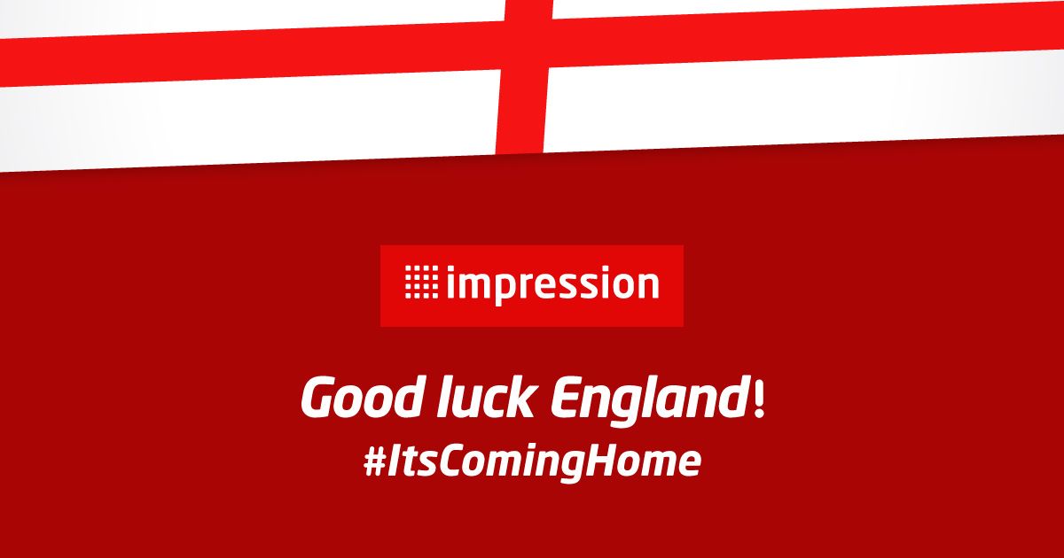 Good luck to England tonight from everyone at Impression! ⚽

It's been a fantastic tournament so far, but here's hoping #ItsComingHome 🏆