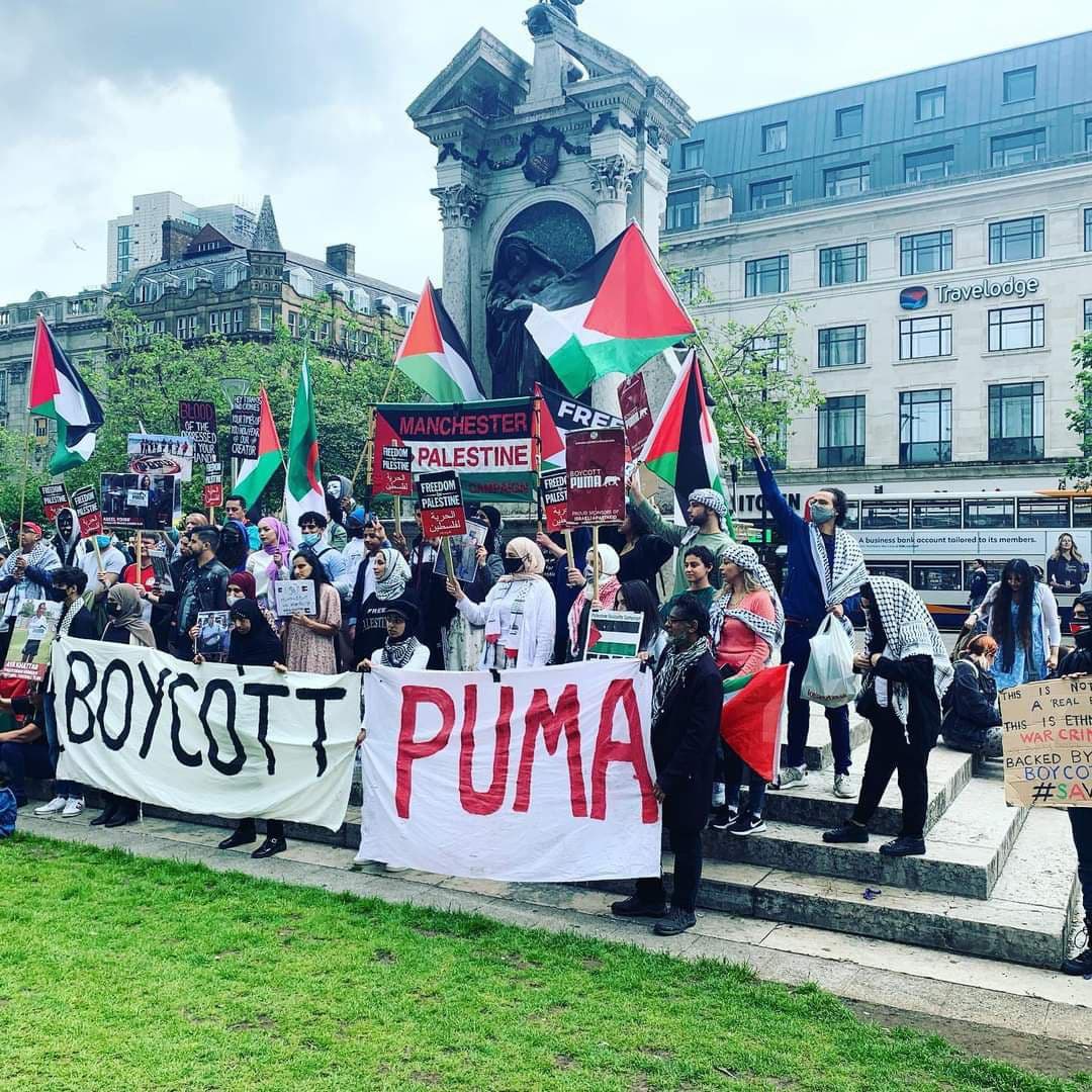 tweet2palestine's tweet image. A protest was held yesterday outside Puma’s Manchester offices, calling for a global boycott of Puma until they end their sponsorship of the Israeli Football Association (IFA).

#EndApartheid
#SupportBDS