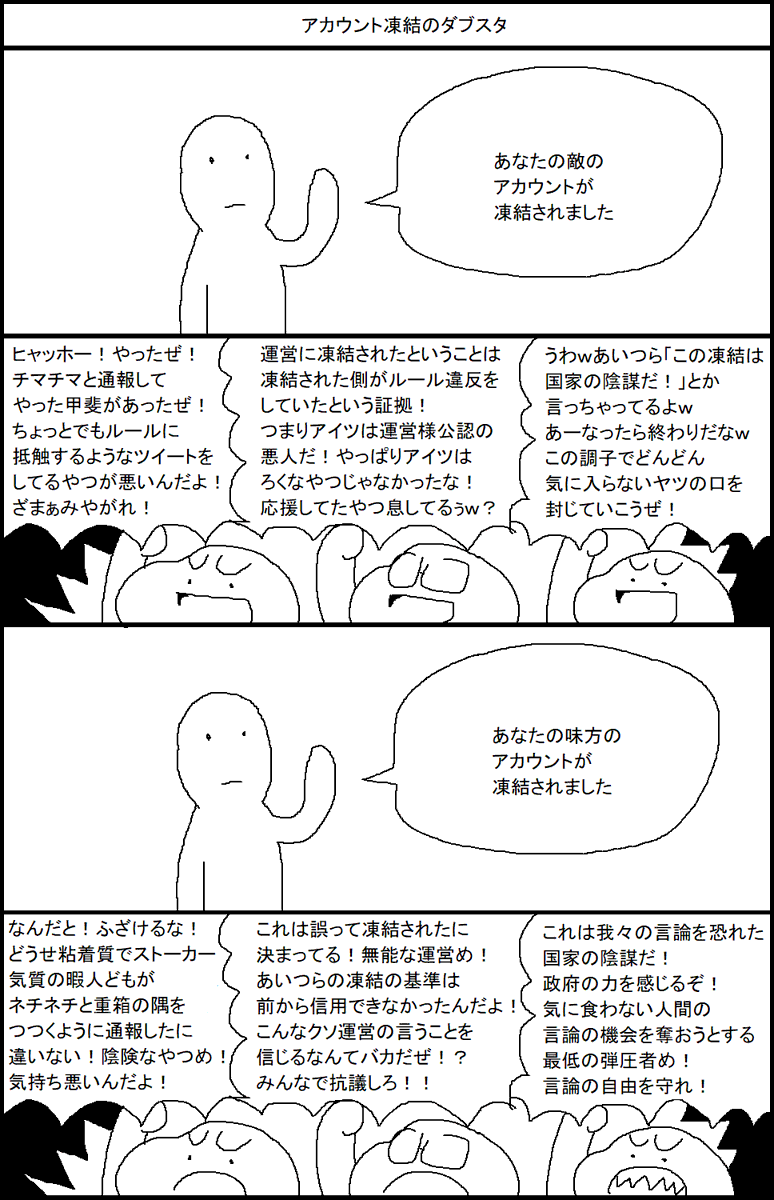 アカウント凍結のダブスタ 