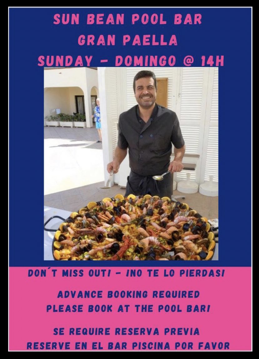 Today at the #PoolBar We have a  Cookery demo and tasting. Please make sure you book! #SunBean #CostaAdeje #DiamondResorts #RoyalSunsetBeachClub  #DiamondExperiences #Paella @LauraG_RM @MinervaRSB @EmmaJrsb @Ruth_RSBC @Jorge_RSB @Marga_RSBC @JesusG_RSBC @Jesusmanuel1975 🥘