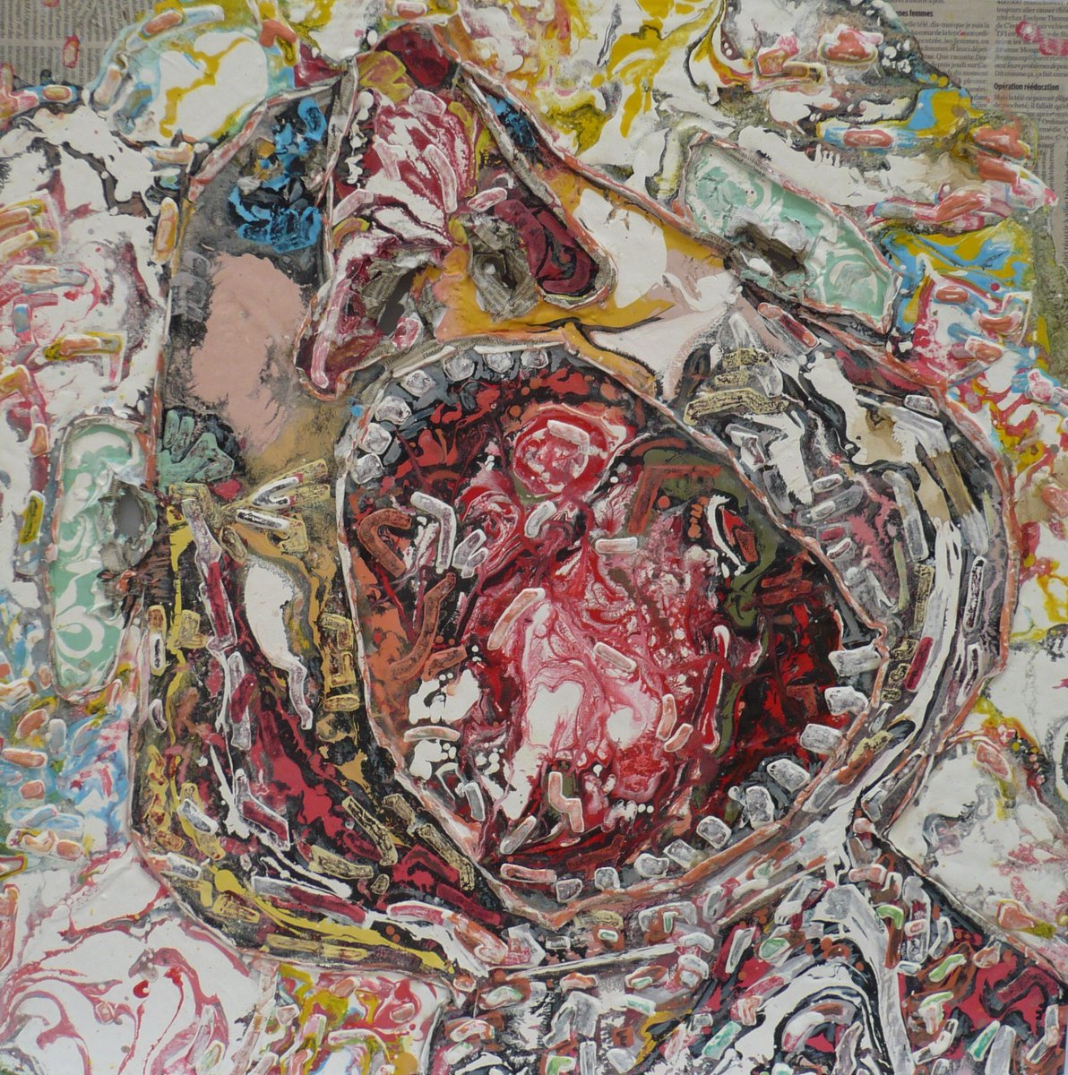 jpducarteron's tweet image. Je gueule, tu gueules, il gueule... Trois éléments de la série GROS GUEULARD (peintures acryliques)