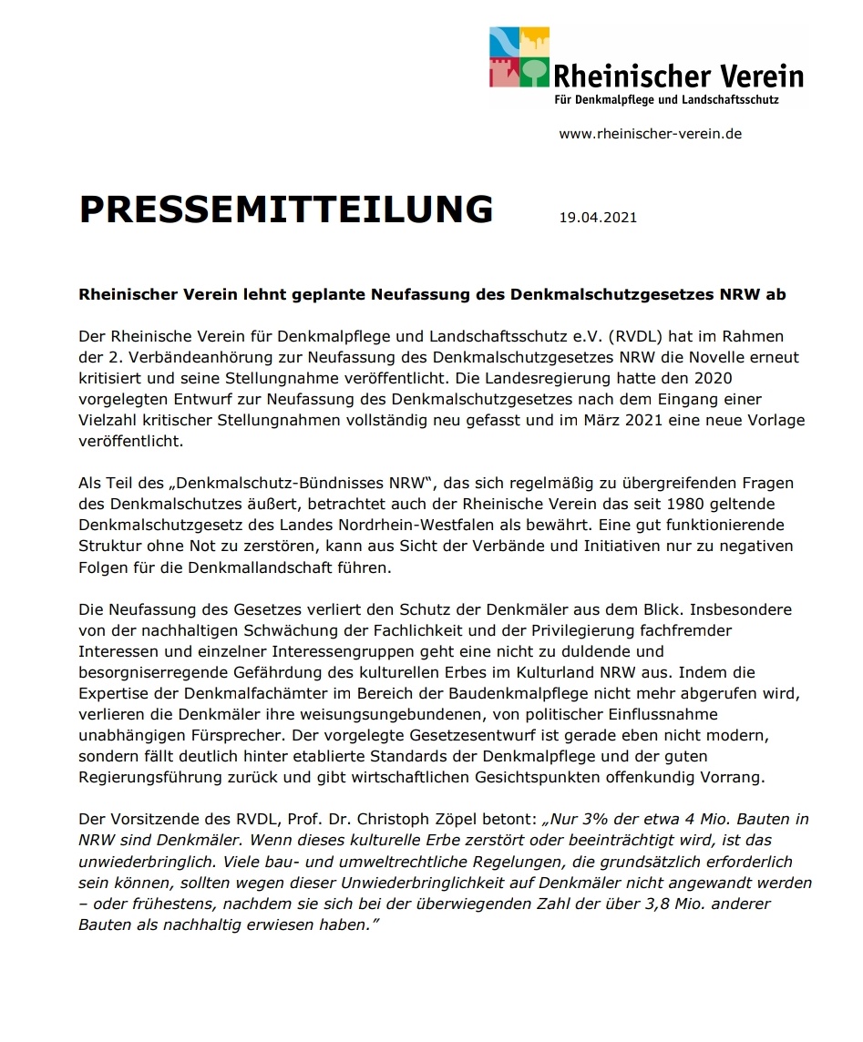 Bei seinen rücksichtlosen interessengeleiteten Kahlschlägen macht  #Laschet auch vor Nebengebieten nicht hat, wie etwa dem  #Denkmalschutz, was auch dort die Fachvereinigungen auf die Barrikaden bringt  https://www.rheinischer-verein.de/de/stellungnahmen/stellungnahmen_1.html#.23/