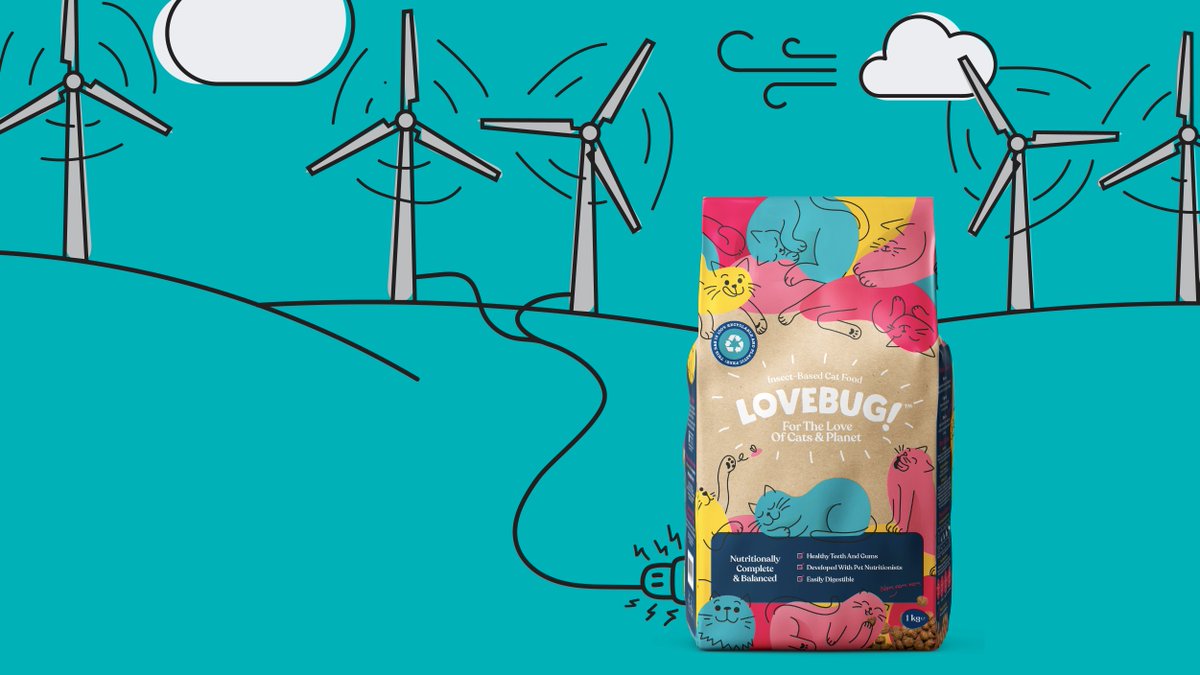 Lovebugpetfood's tweet photo. Did you know that Lovebug cat food uses bugs grown on a farm powered by 100% renewable electricity? It's love, from farm to feline.
#gogreen #insect #ecofriendlyliving #catfood #ethicalbrands #ethicalproducts #recyclablepackaging #insectfood #catfoods #ecocat #insectpetfood https://t.co/xyZDeYq1qV
