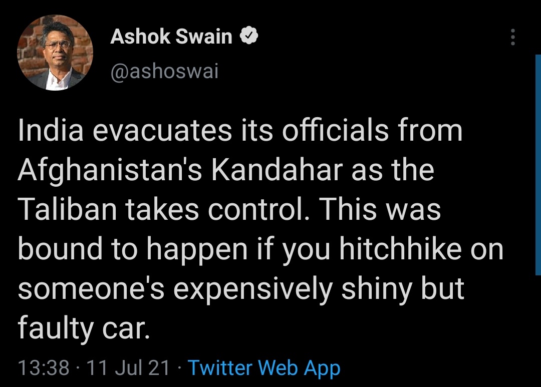 BadIndiaTakes47's tweet photo. Did you want them to go to war too, Mr Professor for Conflict and no Peace? https://t.co/TRuaa7gv44