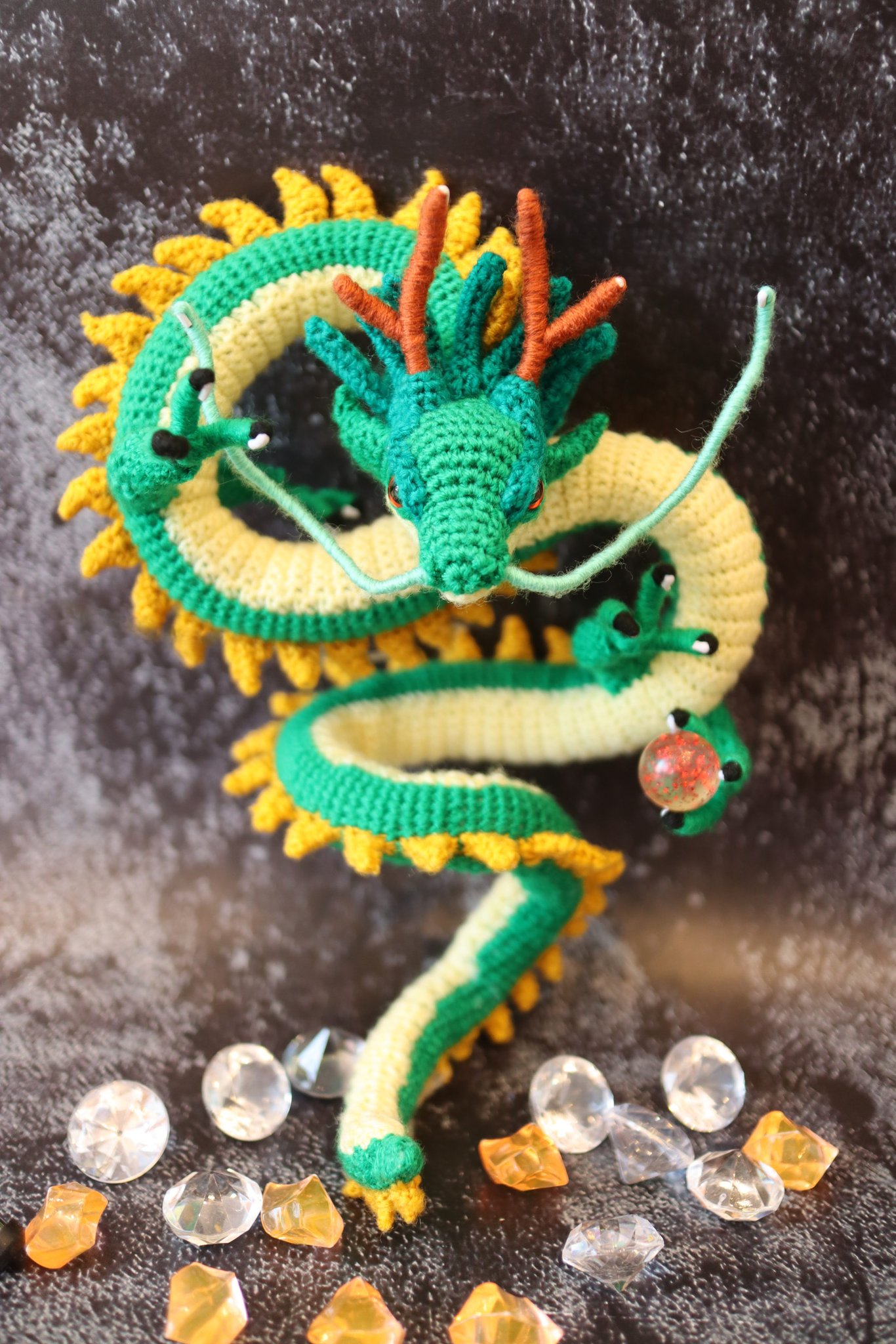 龍神様 青龍 水晶 編みぐるみ あみぐるみ ハンドメイド ショップ 龍