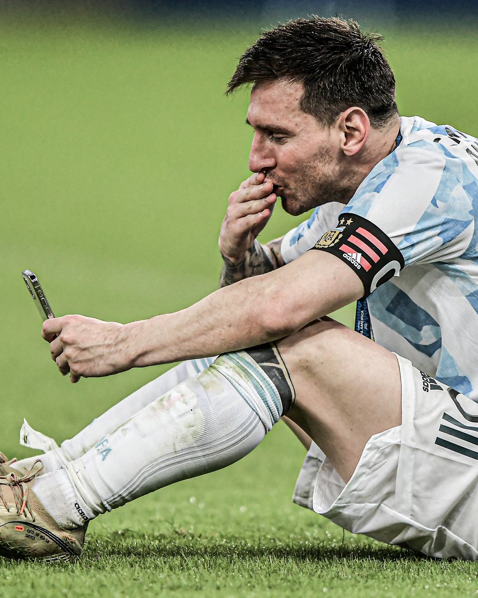 ESPNFC's tweet photo. Messi's family couldn't be with him in Brazil due to COVID restrictions, so he facetimed them after winning the Copa America 🥺🏆 https://t.co/n6NmGCjZx6